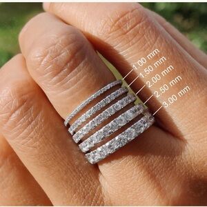 Etsy Round Cut Colorless Moissanite Pave Wedding Band In 14K White Gold